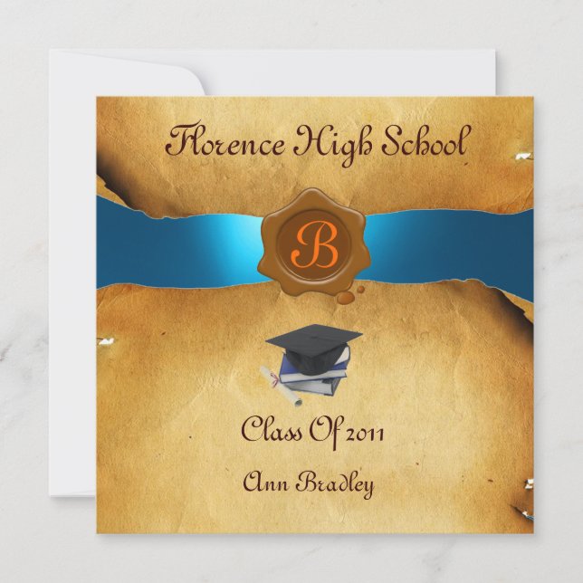 GRADUATION PHOTO TEMPLATE PARCHMENT blue Wax Seal (Front)