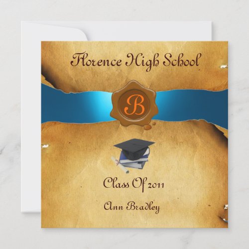 GRADUATION PHOTO TEMPLATE PARCHMENT blue Wax Seal