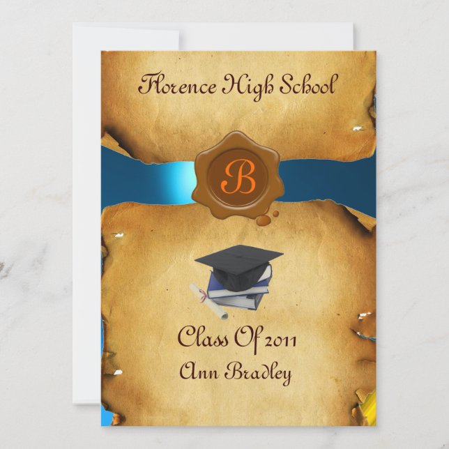 GRADUATION PHOTO TEMPLATE PARCHMENT blue Wax Seal (Front)