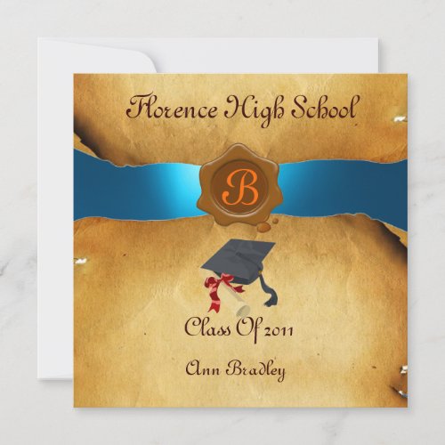 GRADUATION PHOTO TEMPLATE PARCHMENT blue Wax Seal