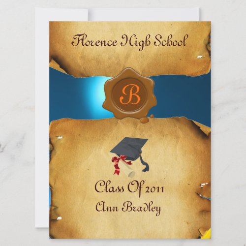 GRADUATION PHOTO TEMPLATE PARCHMENT blue Wax Seal