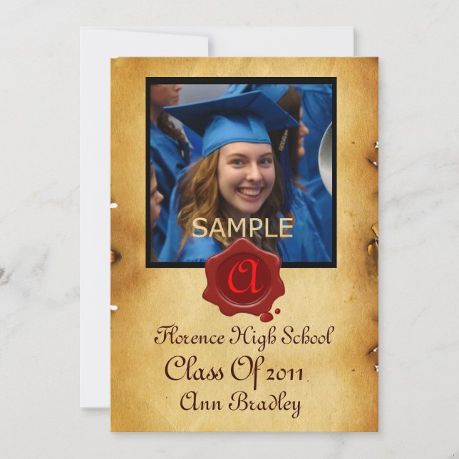 GRADUATION PHOTO TEMPLATE PARCHMENT ,Red Wax Seal (Front)