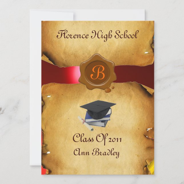 GRADUATION PHOTO TEMPLATE PARCHMENT red Wax Seal (Front)