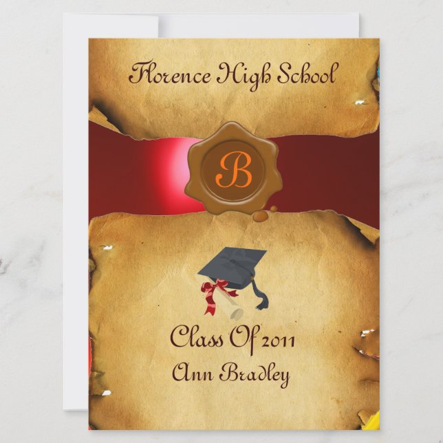 GRADUATION PHOTO TEMPLATE PARCHMENT red Wax Seal (Front)