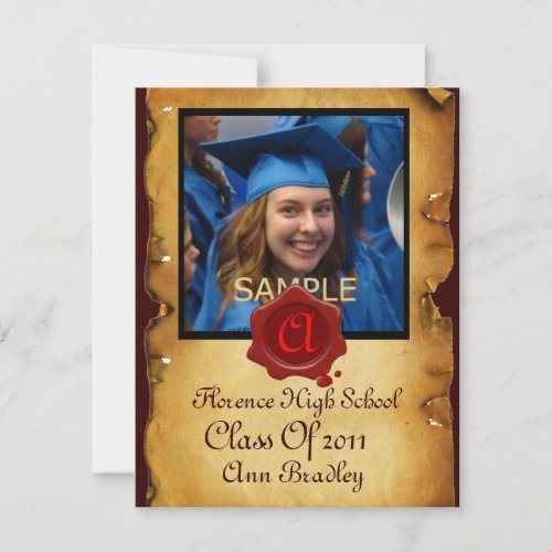 GRADUATION PHOTO TEMPLATE PARCHMENT red Wax Seal