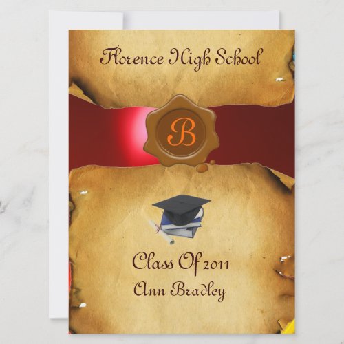 GRADUATION PHOTO TEMPLATE PARCHMENT red Wax Seal