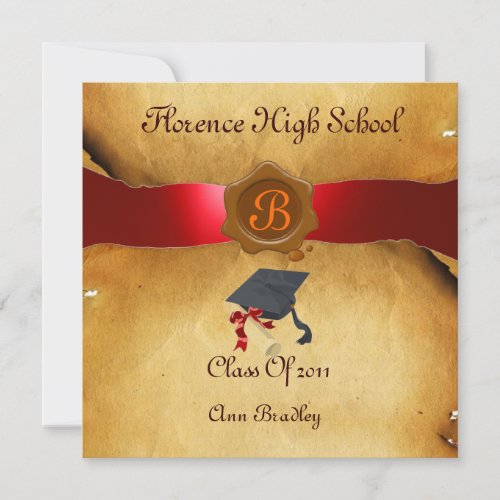 GRADUATION PHOTO TEMPLATE PARCHMENT red Wax Seal