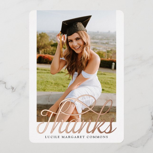 Graduation Photo Thank You  Foil Invitation (Front)