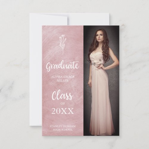 Graduation Photo Trendy Blush Pink Metal Effect