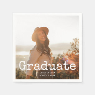 Graduation Photo Vintage Typography Napkins