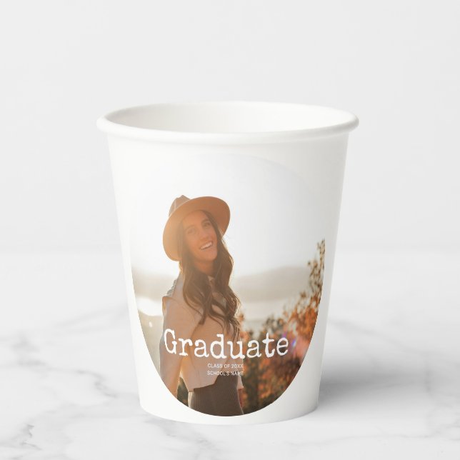 Graduation Photo Vintage Typography Paper Cups (Front)