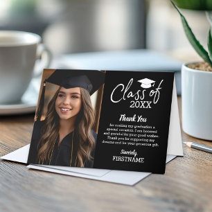 Graduation Photo - with Class of and Grad Cap Thank You Card