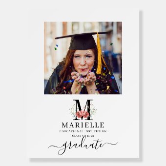 Graduation Photo With Grad Monogram Logo Foam Board | Zazzle