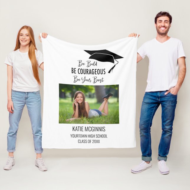 Graduation Photo Year Be Bold Courageous Best Fleece Blanket (In Situ)