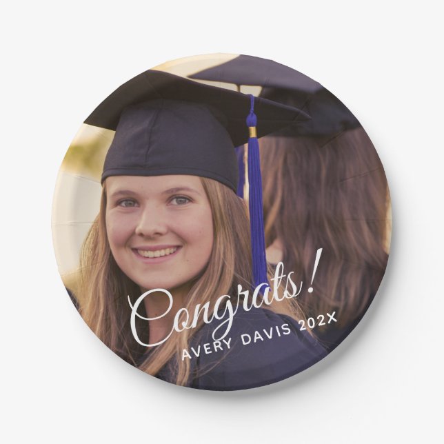 Graduation Photo Year Class of 2024 Paper Plates (Front)