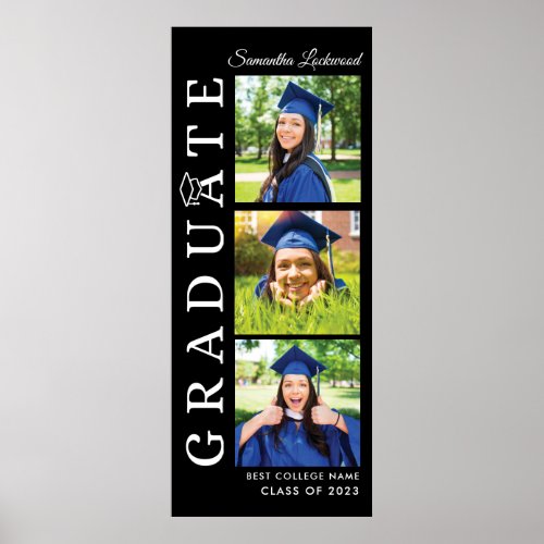 Graduation Photos Black and White Grad 2024 Poster