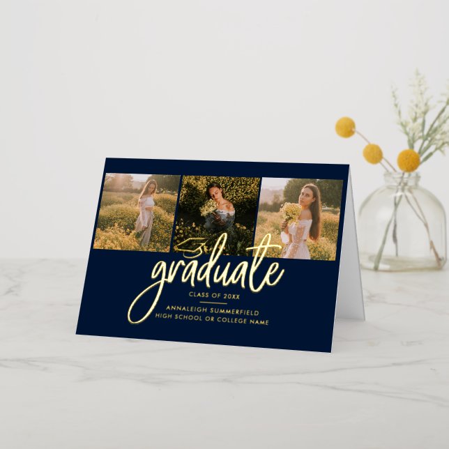 Graduation Photos Grad 2025 Gold Foil Announcement (Gold Flower)