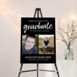 Graduation Photos - Graduate Modern Script Black Foam Board<br><div class="desc">This is a cool graduation idea for a party decoration. If you are having a drive by celebration this year, you can place this sign on the front yard for the whole neighborhood to see! Add two photos to this modern, minimal design. The graduate is in a rustic handwritten calligraphy...</div>