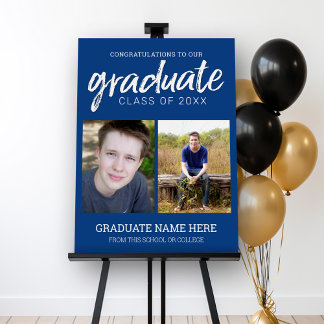 Graduation Photos - Graduate Modern Script Blue Foam Board