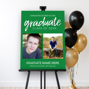 Graduation Photos - Graduate Modern Script Green Foam Board