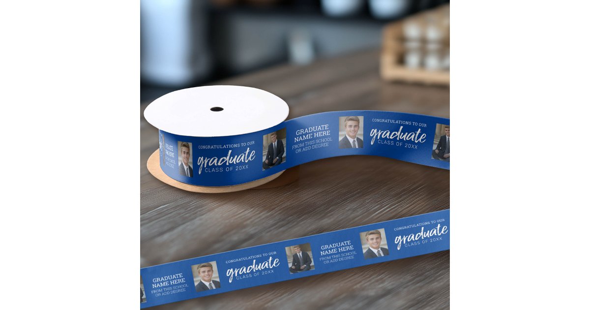 Royal Blue Ribbon In Graduation Graduation Photos Graduate with Royal Blue Virtual Satin Ribbon | Zazzle