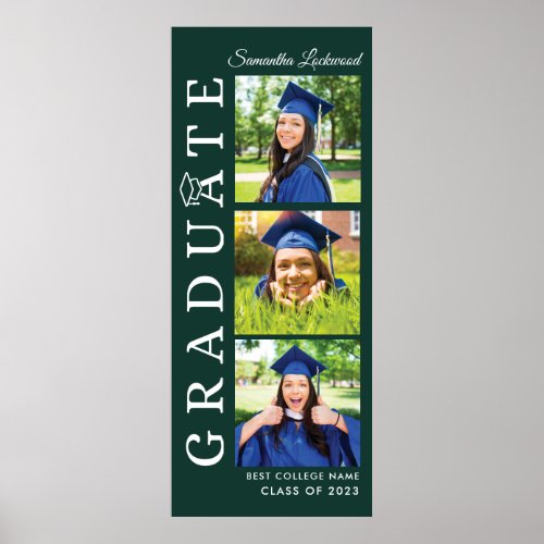 Graduation Photos Green and White Grad 2024 Poster