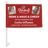 Graduation Photos Honk Wave Cheer Congrats Grad Car Flag