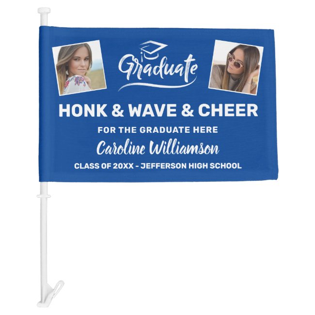 Graduation Photos Honk Wave Cheer Congrats Grad Car Flag