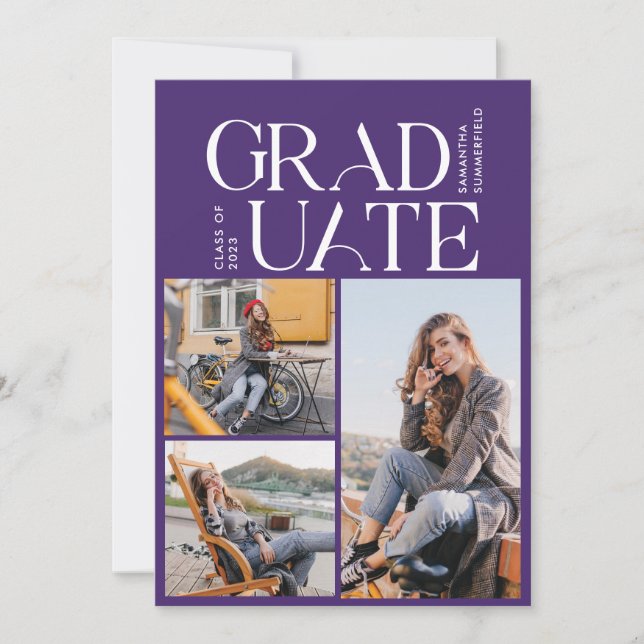 Graduation Photos Purple Graduate 2025 Party Invitation (Front)