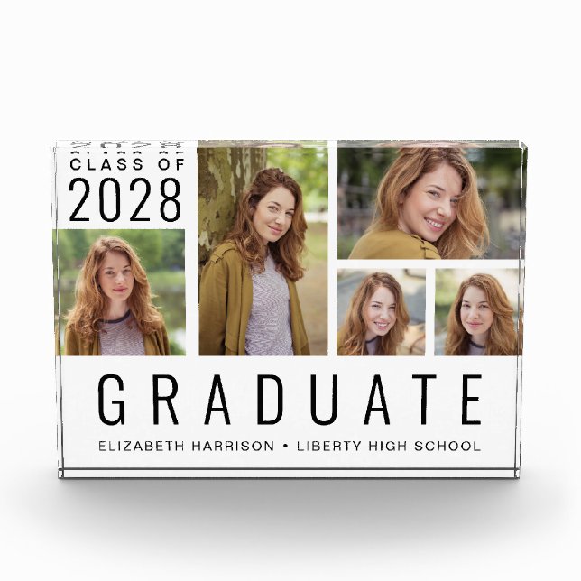 Graduation Picture Collage Keepsake Photo Block (Front)