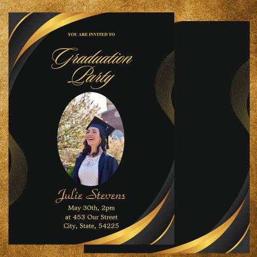 Graduation Picture Gold Flourish Card 2024