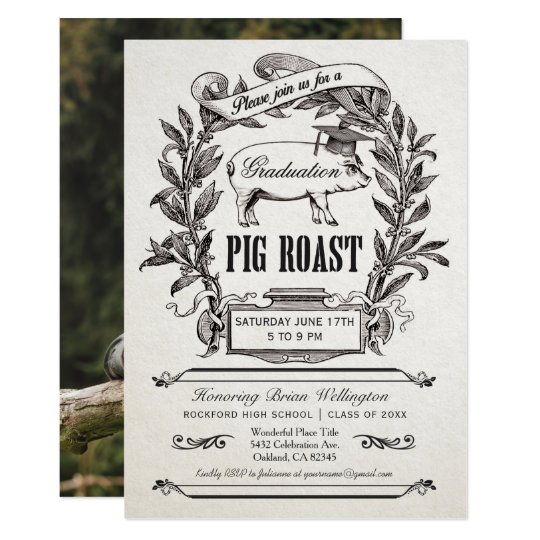 graduation pig roast invitations supreme vintage zazzle com