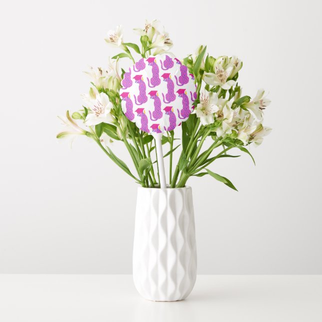 Graduation Pink and blue  Leopard pattern balloon  (Vase)