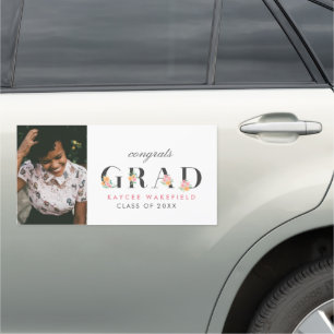 Graduation Pink and Orange Roses Photo Car Magnet