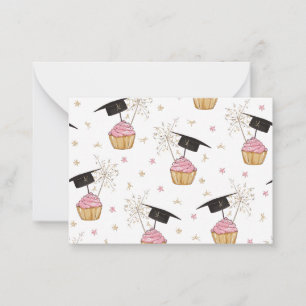 Graduation Pink Cupcake Graduation Cap Sparkler Note Card