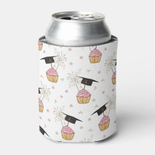 Graduation Pink Cupcake Personalized Can Cooler