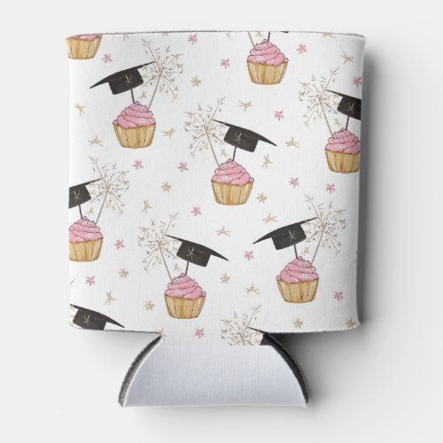 Graduation Pink Cupcake Personalized Can Cooler