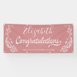 Graduation Pink Elegant Chic Congratulations Banner