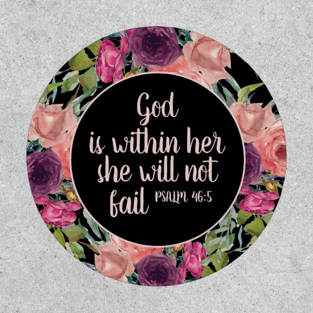 Graduation Pink Floral Black God is Within Her Patch (Front)