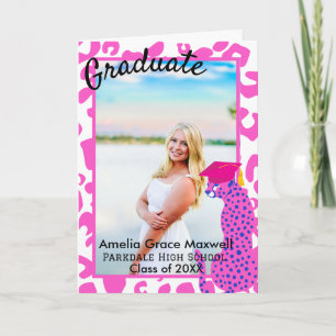 Graduation Pink Leopard Card