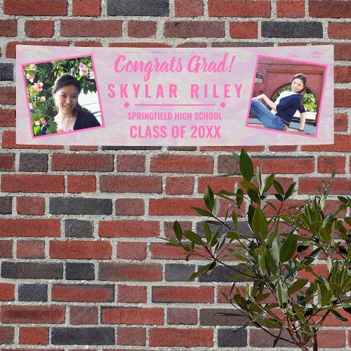 Graduation Pink Opal 2 Photo Congrats Grad Banner