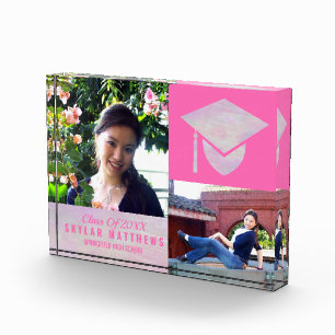 Graduation Pink Opal Chic Trendy Keepsake Photo Block