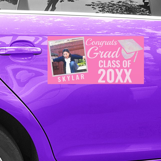 Graduation Pink Opal Drive By Parade 1 Photo Car Magnet (Creator Uploaded)