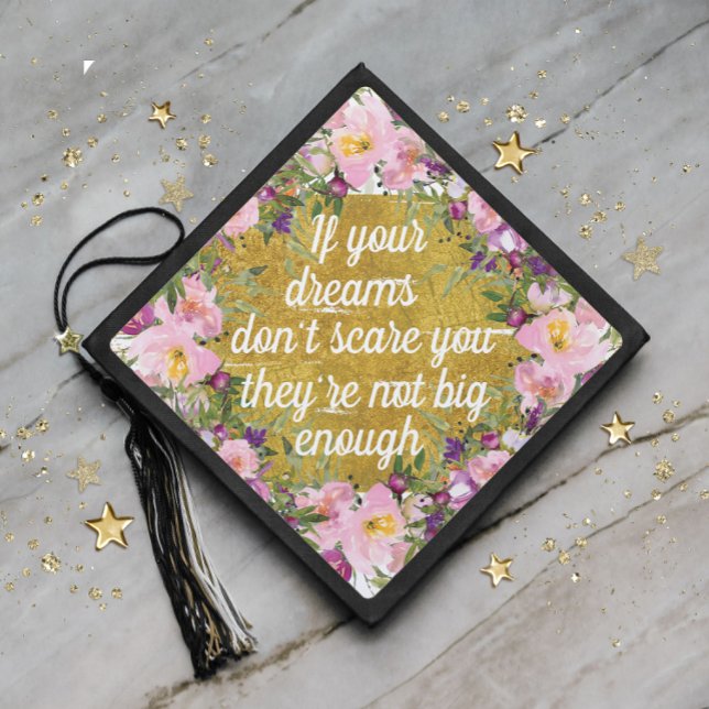 Graduation Pink Purple Floral Inspirational Dreams Cap Topper (Creator Uploaded)