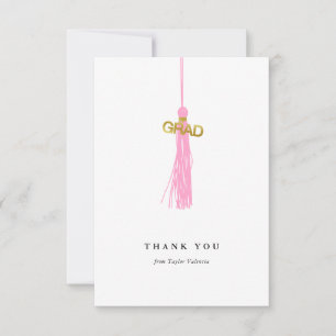 Graduation Pink Tassel Custom Thank You Card