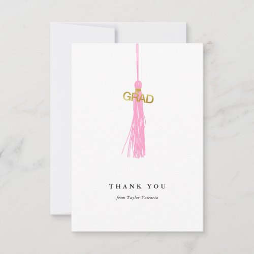 Graduation Pink Tassel Custom Thank You Card