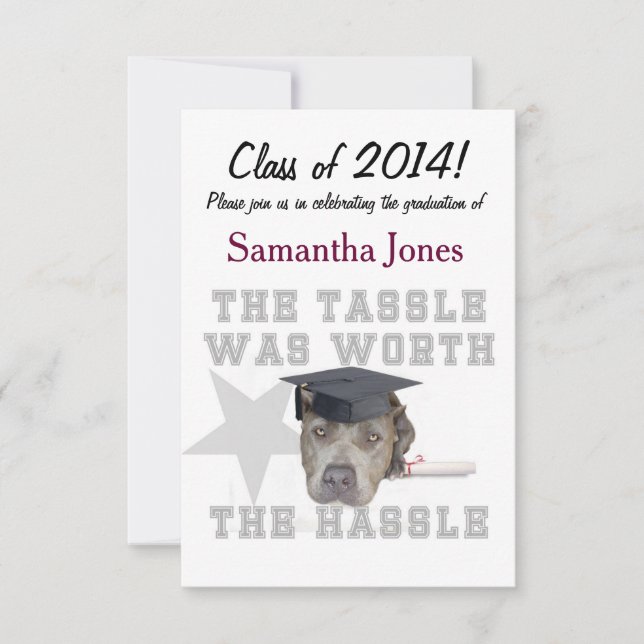 Graduation pitbull dog invitation (Front)