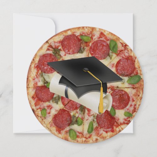 Graduation Pizza Party Round Invitation