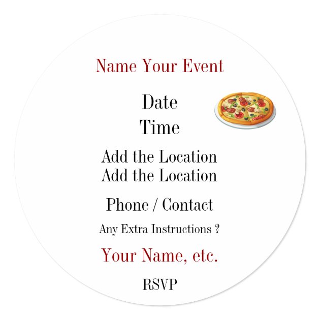 Graduation Pizza Party Round Invitation