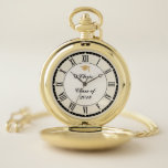 Graduation Pocket Watch<br><div class="desc">This elegant graduation pocket watch with roman numeral hour indicators,  grad cap,  customizable name,  type and year,  makes this time piece the perfect personalized custom graduation gift.</div>